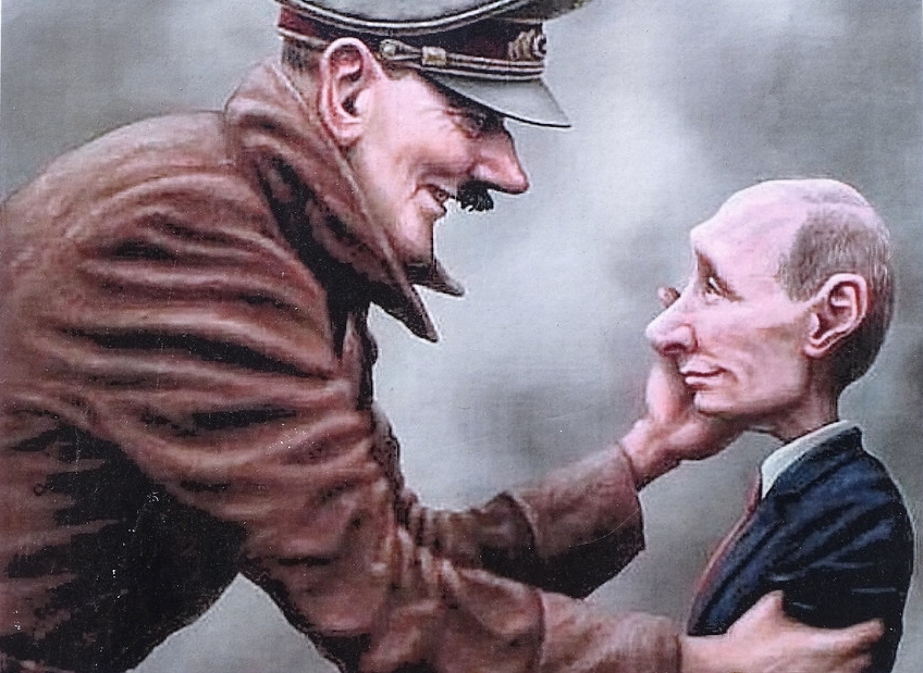 Caricatura di Putin con Hitler